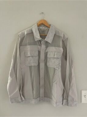 Epcot Grey Sheer Panel Button-Down Shirt
